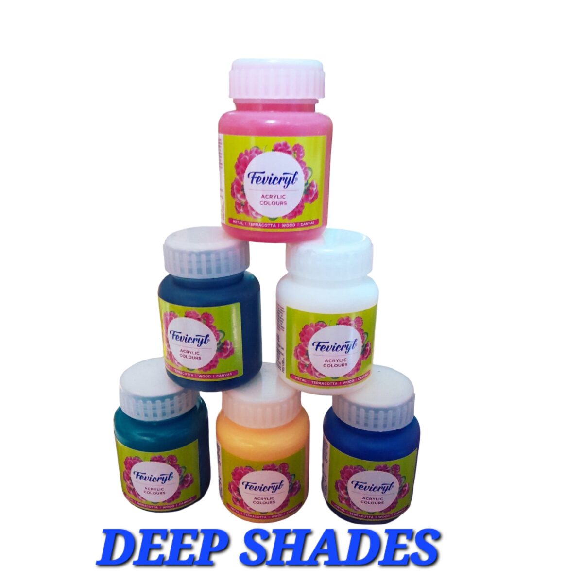 Fevicryl Acrylic Colours | Vibrant Deep Shades Set of 6 | Premium Quality for Terracotta, Canvas & Crafting