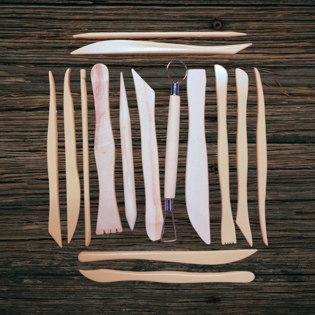 Premium 15 Pcs Wooden & Plastic Mud Tool Set – Perfect for Pottery, Clay Modelling & Sculpture Crafting